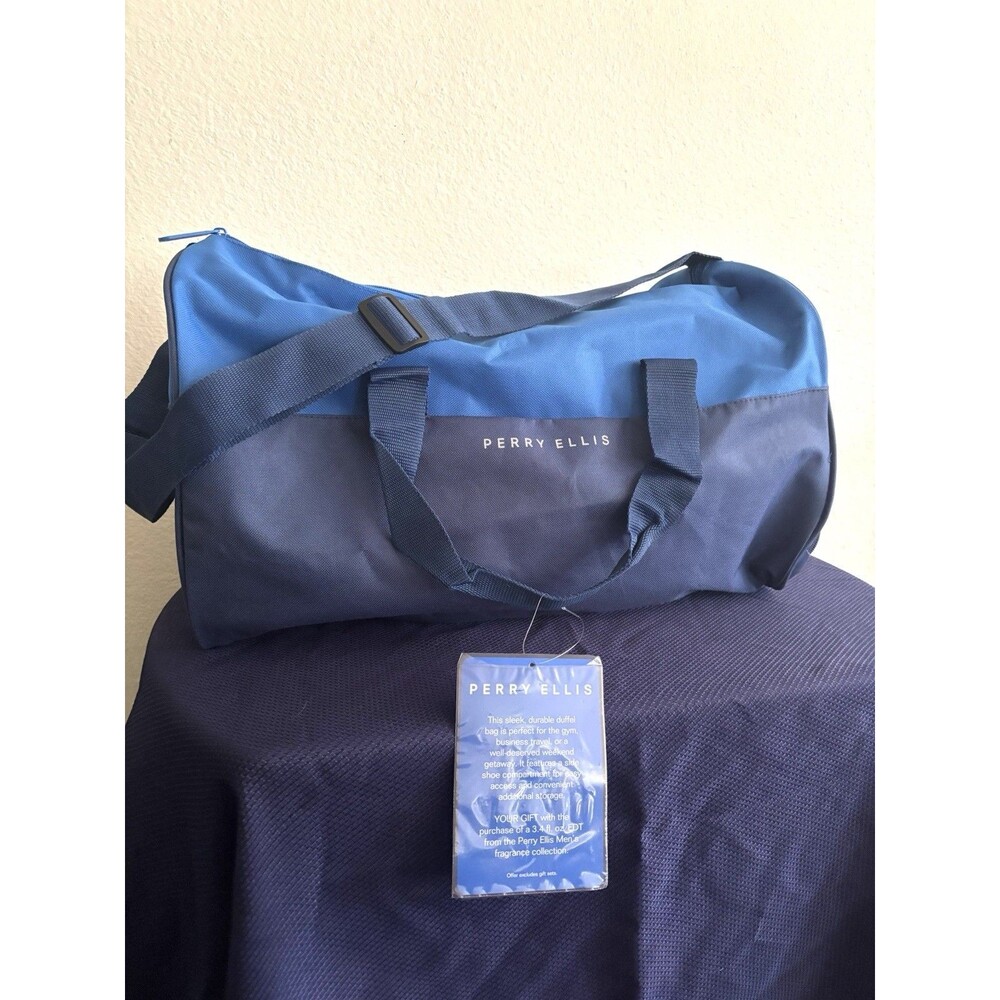 Perry Ellis Duffel Gym Bag Navy Blue New with Tags